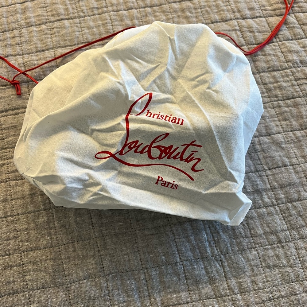 Christian Louboutin White Dust Bag with Red Logo and Drawstring